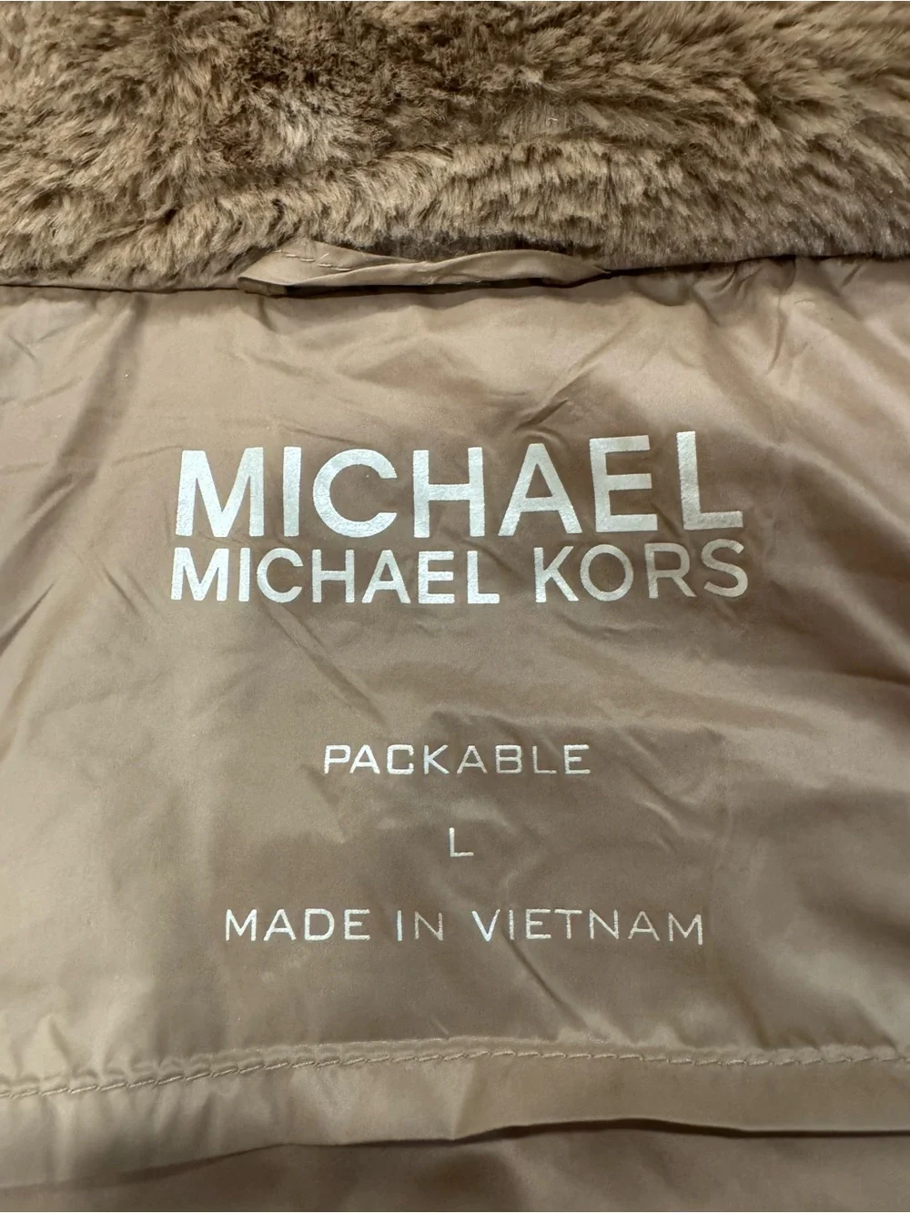 Michael Kors Quilted Hooded Puffer Jacket - Camel